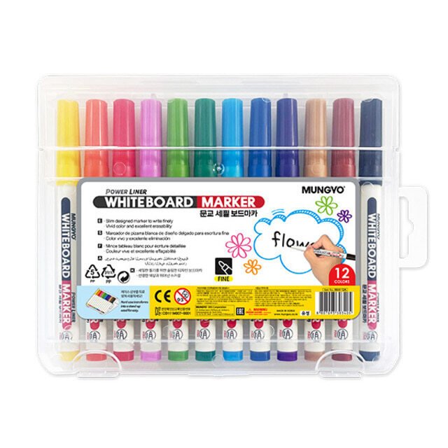 [Mungyo] Fine Pen Board Marker 1SET(12Colors)